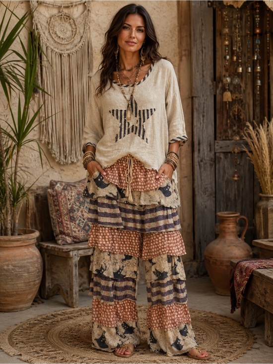 A Rare Bird Other - H240 Set A Rare Bird L/XL w15-24 Paper Crane OS w15-22 Cream Linen StarTunic